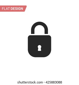 Close lock flat icon. Silhouette lock. Black and white lock isolated on background. Vector lock