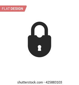 Close lock flat icon. Silhouette lock. Black and white lock isolated on background. Vector lock