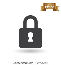 Close Lock Icon on white background. Vector illustration.
