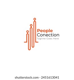 Close up logo with connected people line ideal for corporate communication or business networking concepts in brochures or presentations.