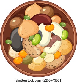 Una imagen de primer plano de la ilustración de granos y frutos secos