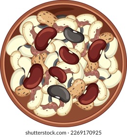 A close up look of grain and nuts illustration