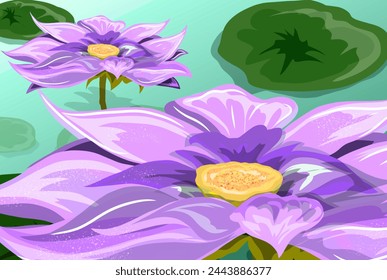 close up of lotus flowers blooming in the pond