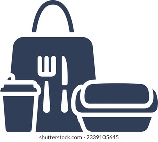 a close up of a lunch bag with a fork and knife