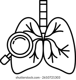 A close up of a lung with a magnifying glass on it
