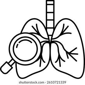 A close up of a lung with a magnifying glass over it
