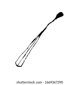 Una ilustración de macro de cierre de un bastón de coincidencia quemado. Dibujo a mano de Doodle.