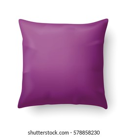 Close Up of a Magenta Pillow Isolated on White Background