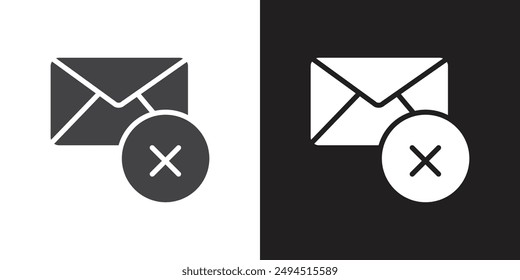 close mail icon Flat set in black and white color outline vector