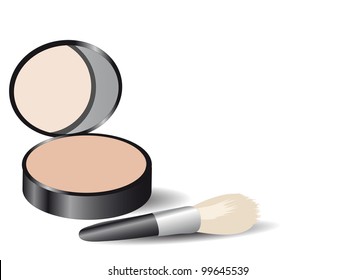 close up of a make up powder on white background. Vector