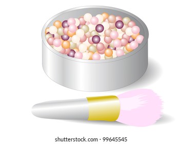close up of a make up powder on white background. Vector