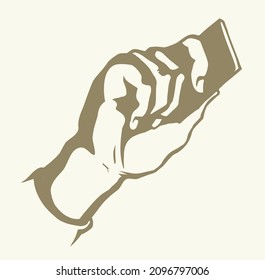 Hand mit Visitenkarte. Vektorgrafik