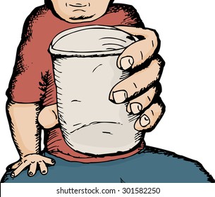 Close up of man giving someone a cup