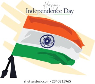Cierre la mano del hombre con la bandera de la India. Día de la Independencia de la India, 15 de agosto.