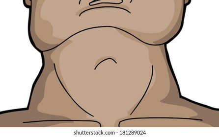Close up of man with thick neck over white background