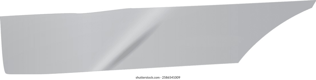 Close up of a metallic gray car body part, featuring smooth curves and an abstract design against a white background, ideal for automotive or design projects