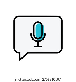 Close up microphone illustration inside a speech bubble