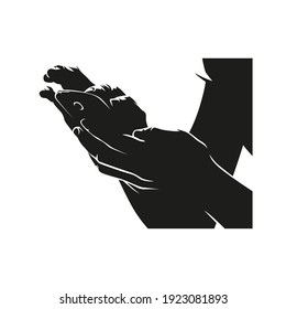 Close up of a mobile phone in hands. Isolated vector illustration