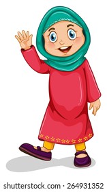 Close Up Muslim Girl Waving A Hand