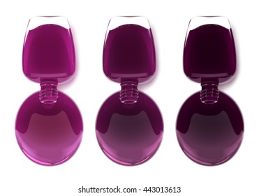 Close up of a nail polish leaking out of the bottle. Manicure and pedicure varnish. Vector illustration