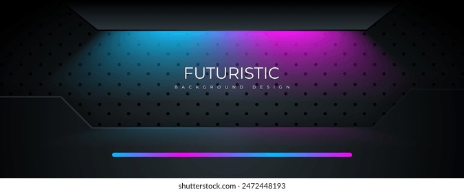 Close up of neon lit background against black backdrop, suitable for backgrounds, social media posts, or vibrant futuristic designs.