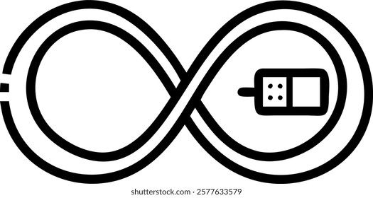 Close up of a network cable forming an infinity symbol concept as A macro image of a network cable artistically shaped into an infinity symbol representing the endless possibilitie