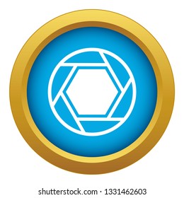 Close objective icon blue vector isolated on white background for any design