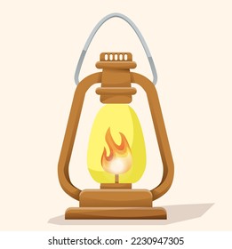 Decorative ancient oil lamp wick red flame Vector Image