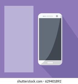 close up on a empty cell phone illustration vector realistic modern & blank. mobile for business & gadget technology on flat design style background. place & space for text. mobile phone advertising