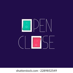 Close and open button logo design. Up down button key logo template. vector