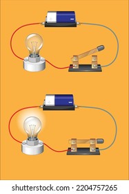 elektrische Grundschaltung und Bauteile, flache Konstruktionsgrafik 