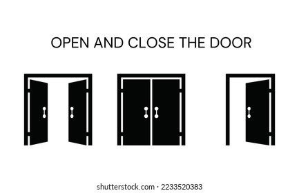 icono de puerta cerrada y abierta para diseño de ilustración