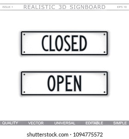 Close. Open. Information stylized signboard. Top view. Vector design elements
