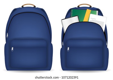 close and open student bag with study object