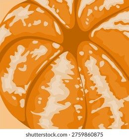 a close up of an orange fruit on a yellow background. Texture of fruit