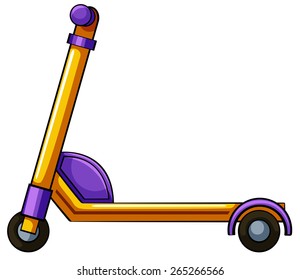 Close up orange kick scooter