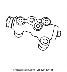 Close up of outline drawing automobile car brake pressure regulator isolate on white background vector illustration.