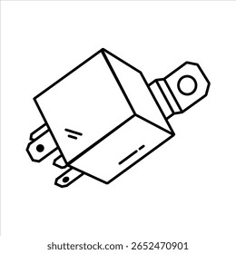 Close up of outline drawing car Automotive Relay
isolate on white background vector illustration.