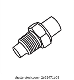 Close up of outline drawing car Coolant Temperature Sensor
isolate on white background vector illustration.
