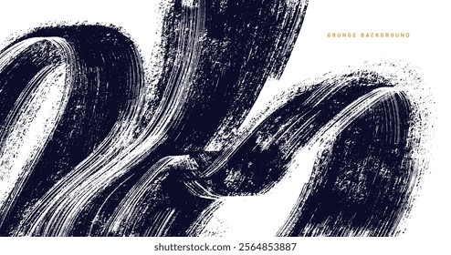 Close up of paint stain grainy rough bold, curves, spots with hand drawn texture. Vector distress damaged template. Design brush grunge background for posters, backdrop. Vector illustration.