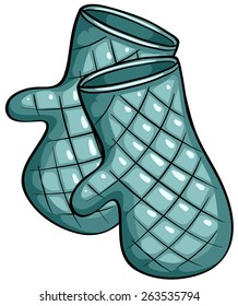Close up pair of blue mitten