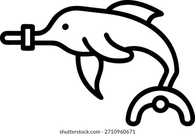 Close-up de paciente interagindo com conceito de robô golfinho terapia como uma imagem macro captura um robô golfinho terapia respondendo a um paciente gestos da mão. A câmera focaliza os movimentos fluidos e as características interativas destacando a inovadora terapia aquática com tema de animais em ambientes futuristas.