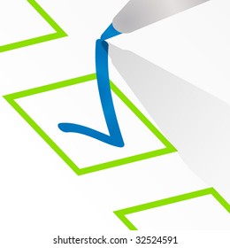 close up of pen ticking box symbolizing choice