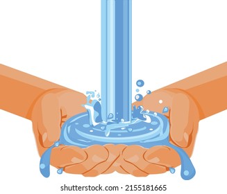 Close Of Person Hands Holding Water vector illustration