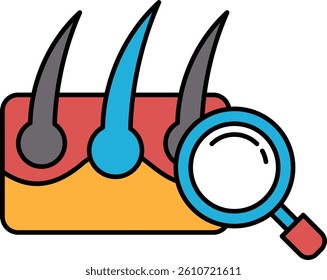 A close up of a person's head with a magnifying glass on it. The image is meant to convey the idea of examining one's hair and scalp closely