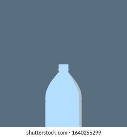 Close up PET plastic water bottle, flat vector cartoon. Drinking water container in modern lifestyle, food and drink concept.