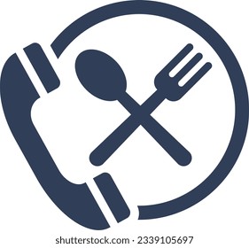 a close up of a phone with a fork and spoon in a circle