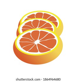 Close up pieces of Orange Fruits illustration