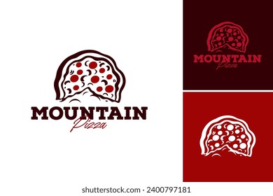 A close up of a pizza with a mountain pizza logo. This warm and appetizing image is suitable for pizza restaurant promotions, food blogs, and Italian cuisine-related designs.