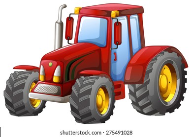 Close up plain red tractor